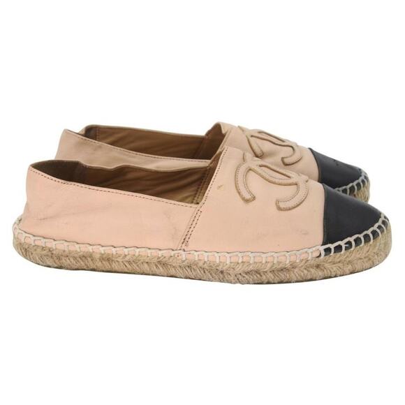 Chanel Espadrille 38 CC Leather Cap Toe Flats CC-0717N-0003 - Picture 6 of 9